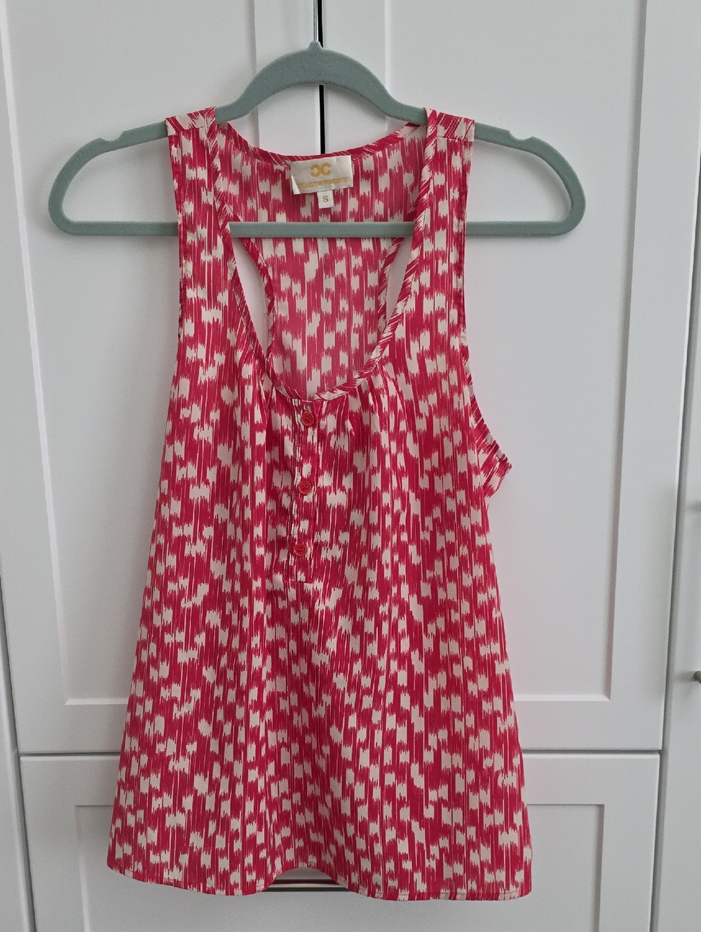 Collective Concepts Pink & White Sleeveless Patterned Tank